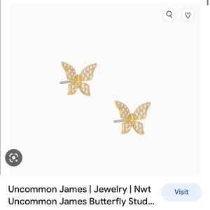Net and box butterfly gold studs